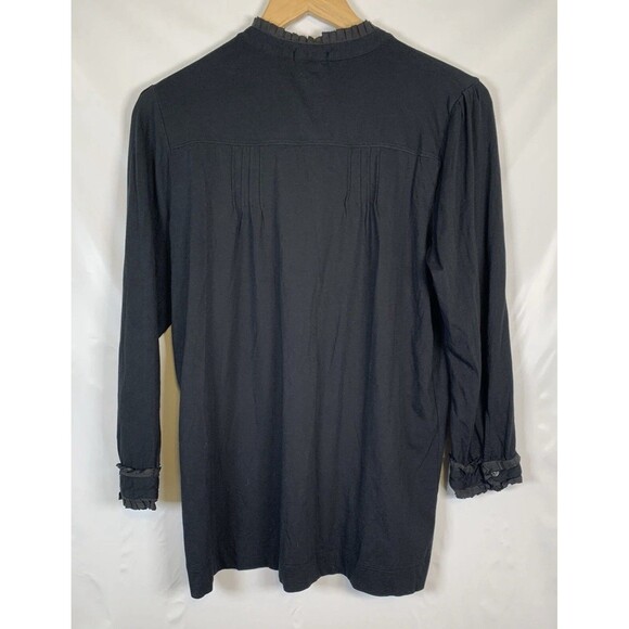 Revolve Theory Silk Black Ruffle Pima Cotton Button Up Cardigan Large Petite - Picture 8 of 8